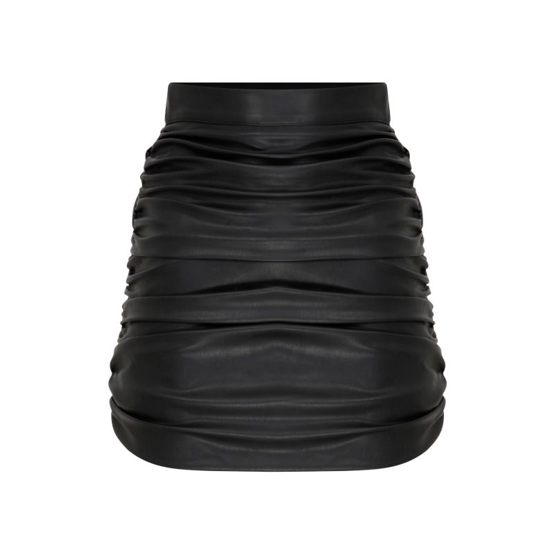 Chels Ruched Vegan Leather Mini Skirt image