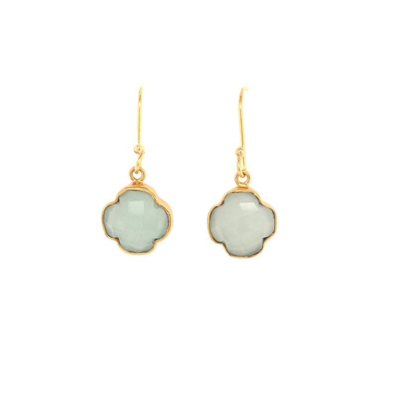 Four Leaf Clover Aqua Chalcedony Earrings image