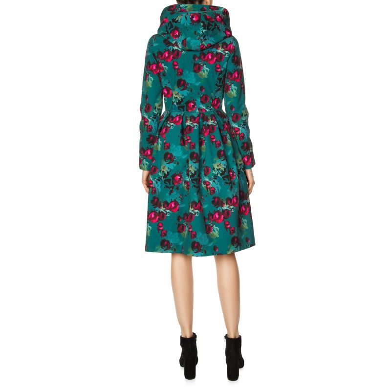 Emerald Green Waterproof Coat With Roses: Rosalie image