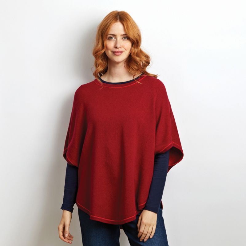 Red & Black Reversible Poncho