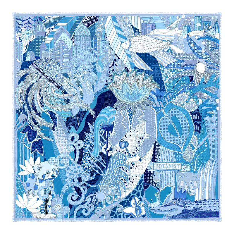 Cashmere Silk The Botanist Blue Scarf image