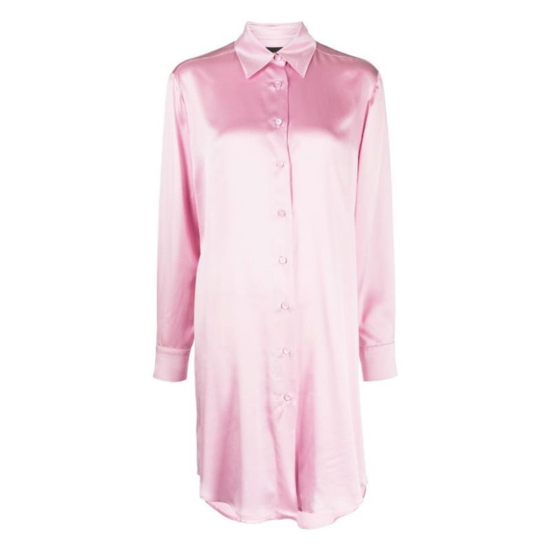 Silk Charmeuse Shirt Dress - Pink & Purple image