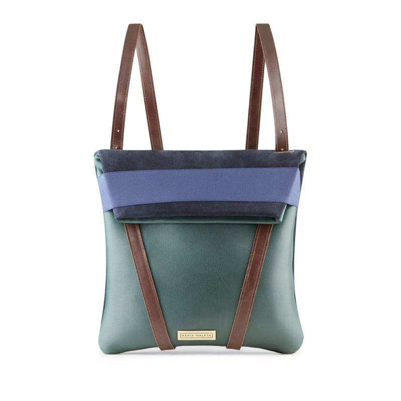 Backpack Moss Green & Blue Leather image