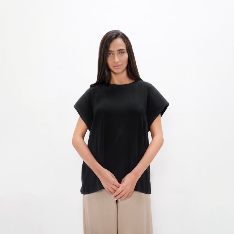 Muscat - Pyratex Seaweed Fibre Bold Shoulder Tee - Black Sand image