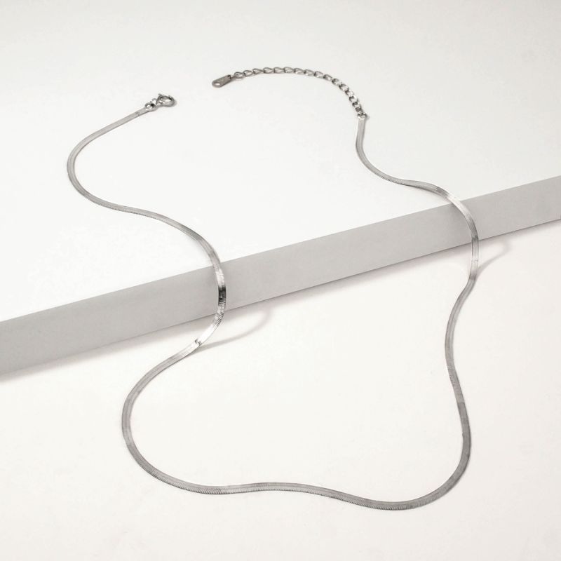 Herringbone Chain Silver Choker Necklace image