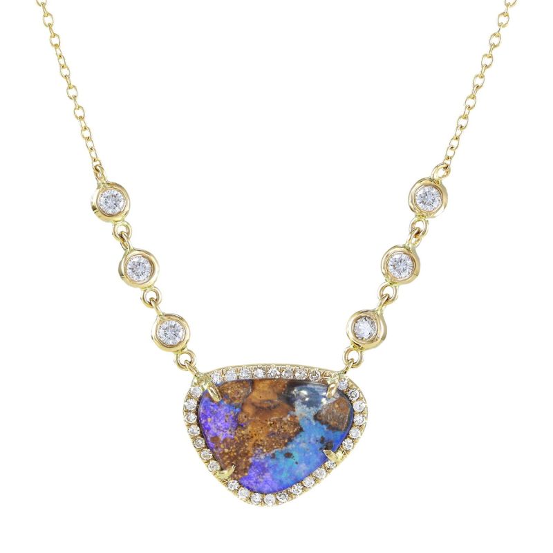 Boulder Opal Necklace With Diamonds image