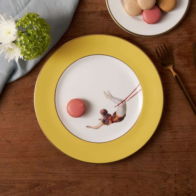 Yellow Trapeze Girl Dinner Plate image