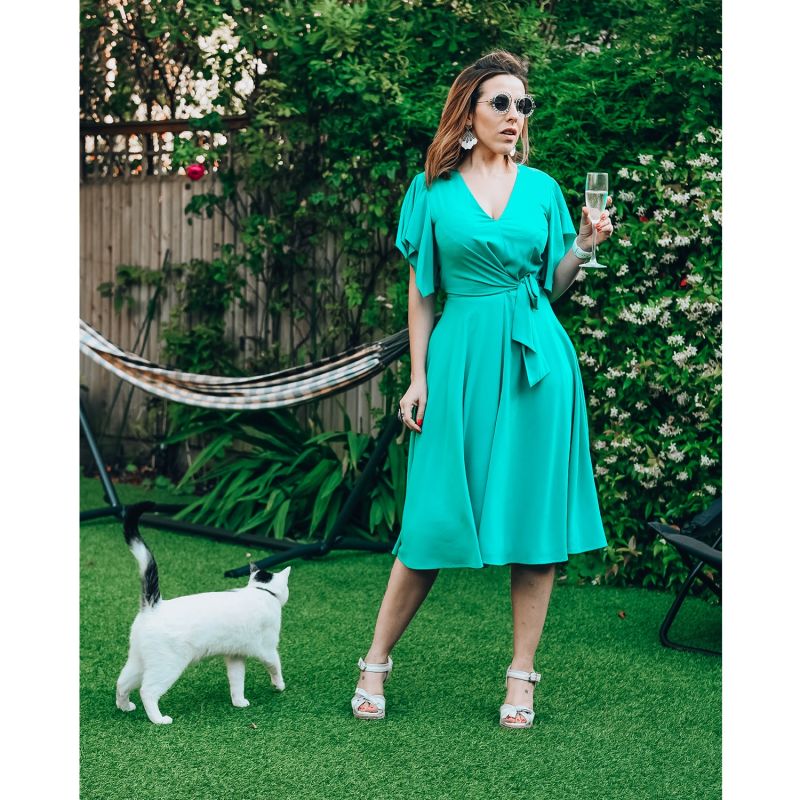 Leda Green Dress In French Crepe image