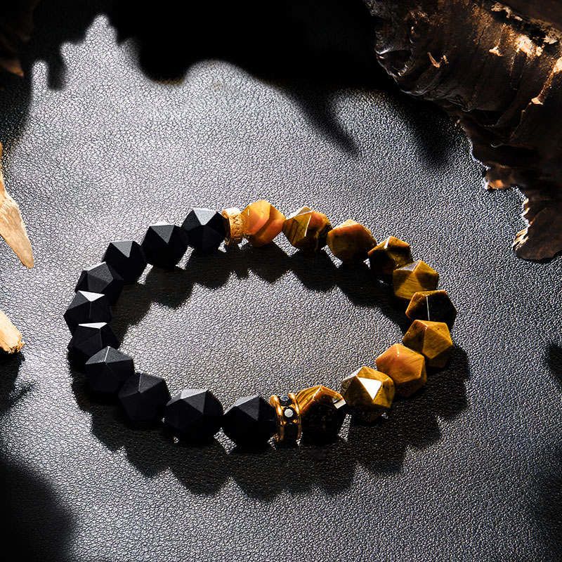 Black Onyx & Tiger Eye Beaded Bracelet image