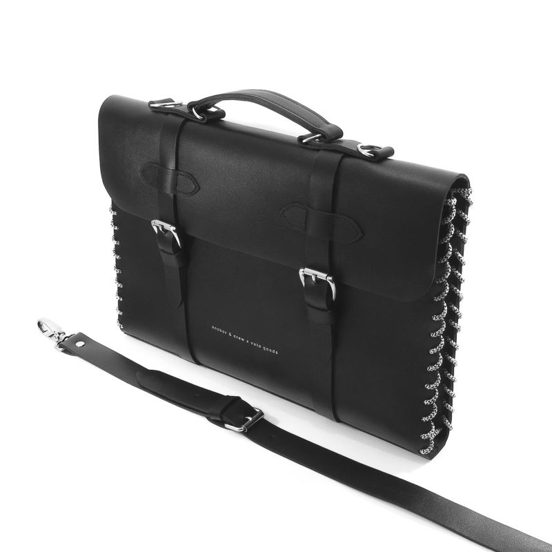 Graphite Black Rufford Leather & Rope Briefcase Small image