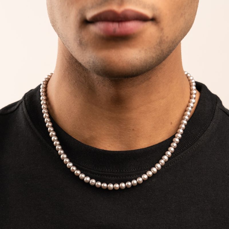 Grey freshwater pearl necklace on sale