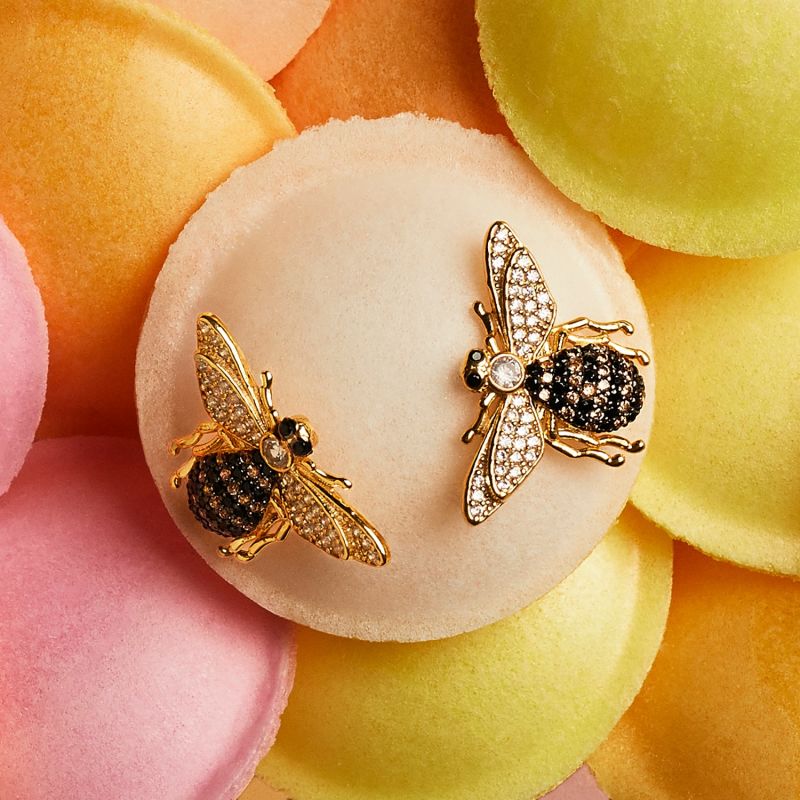 Honey Bee Stud Earrings in Gold