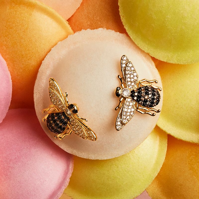 Honey Bee Stud Earrings Gold image