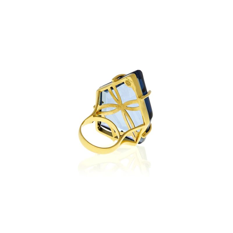 Gold Signature Asymmetric Crystal Ring image