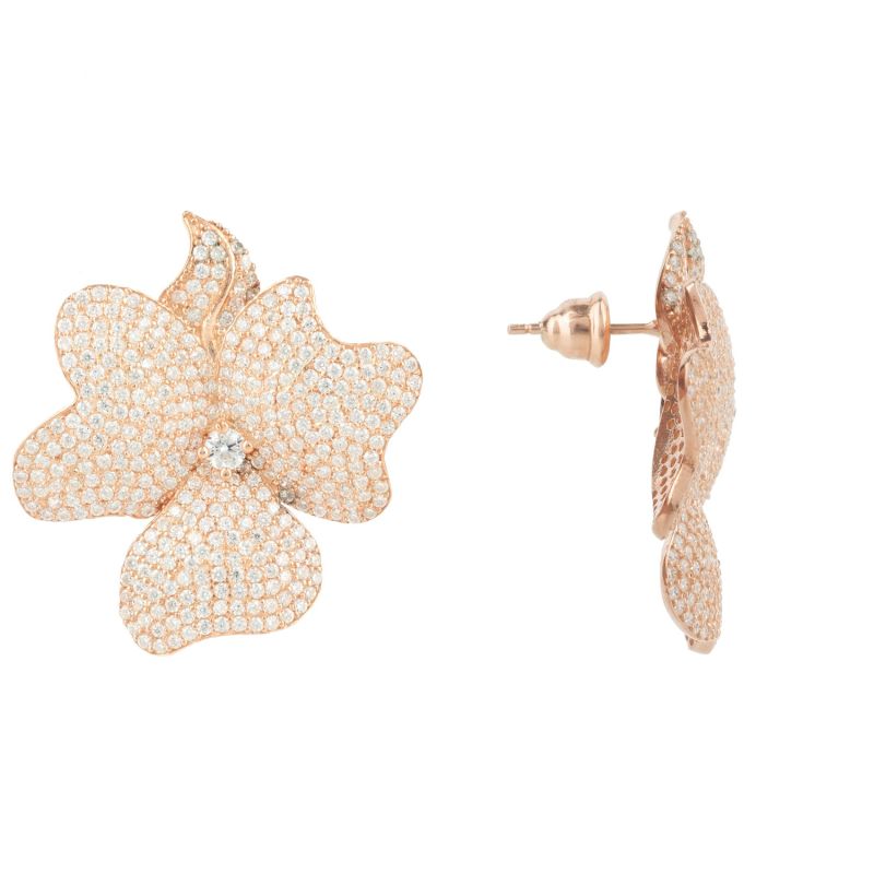 Flower Large Stud Earrings Rose Gold image