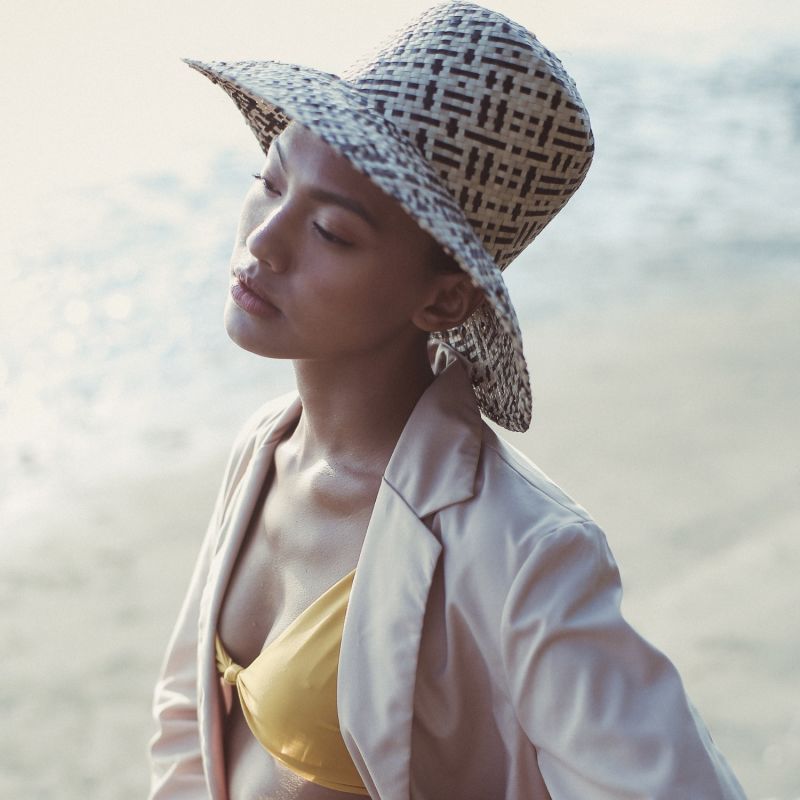 Borneo Fisherman Bucket Straw Hat In Black image