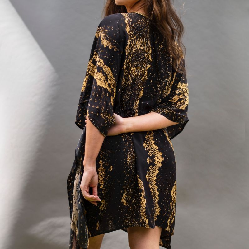 Selina Black Python Knee Kaftan image