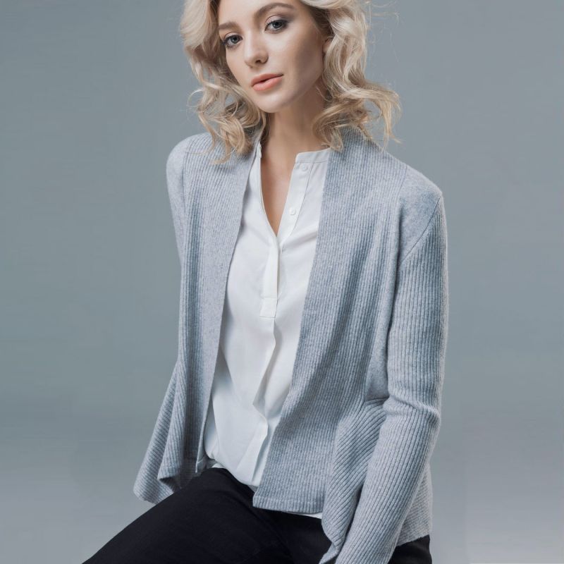 Cashmere Grey Peplum Cardigan image