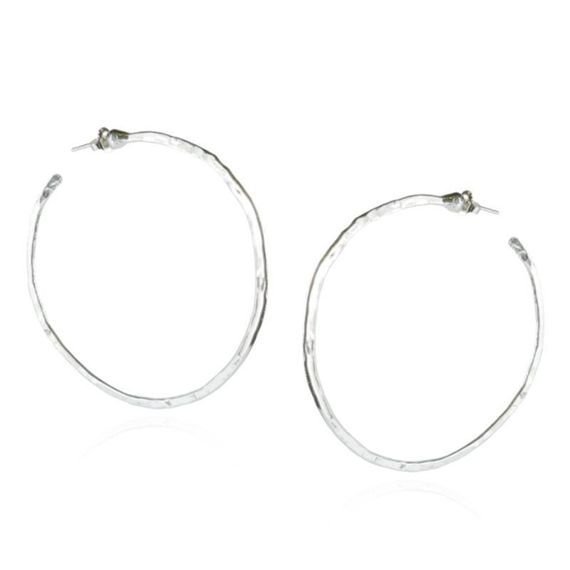 Large Silver Hoop Earrings image