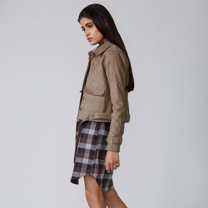 The Filiz Corduroy Bikerjacket In Khaki image