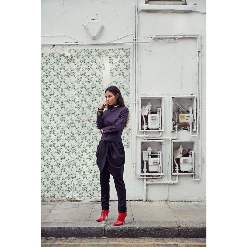 Iconic Purple Floral Embroidered Gabardine Jacket image