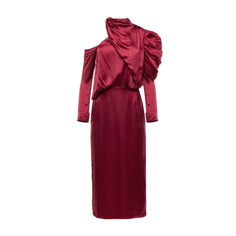 Anabele True Red Silky Midi Dress image