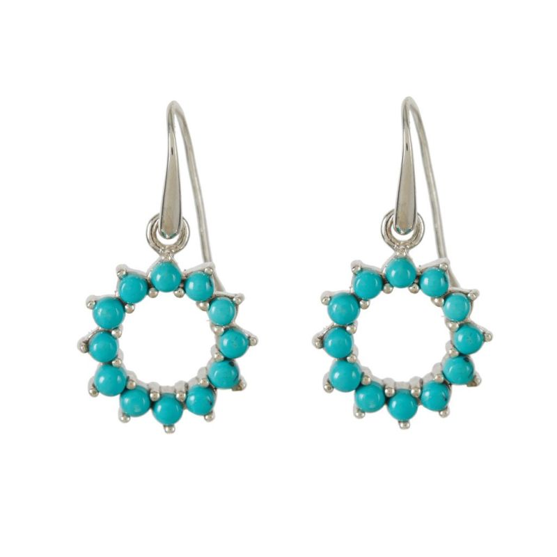Halo Radiance Silver Drop Earrings - Turquoise image