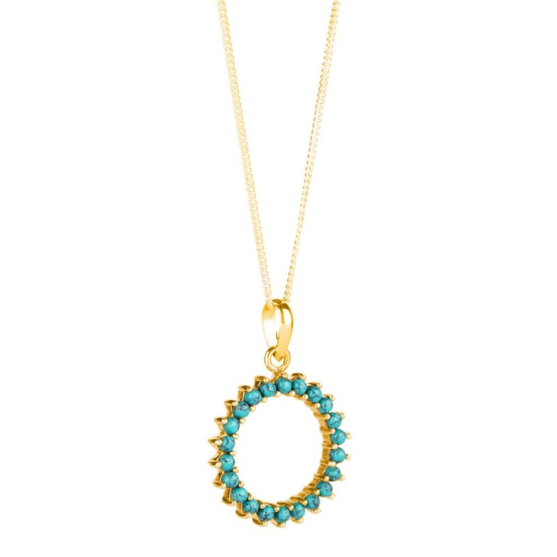 Halo Radiance Large Gold Vermeil Necklace - Turquoise image