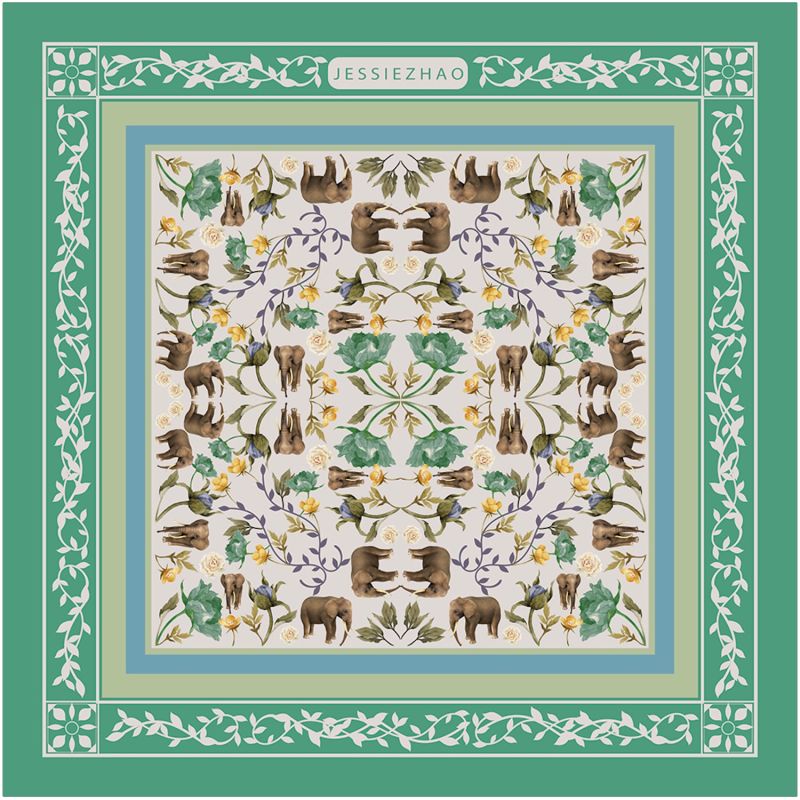 Silk Scarf In Green With Rainforest Story image