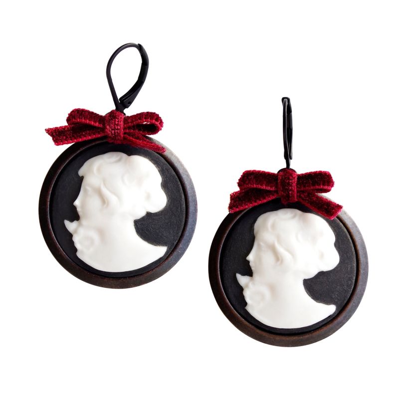 Dark Romance Goddess Round Porcelain Cameo Earrings image