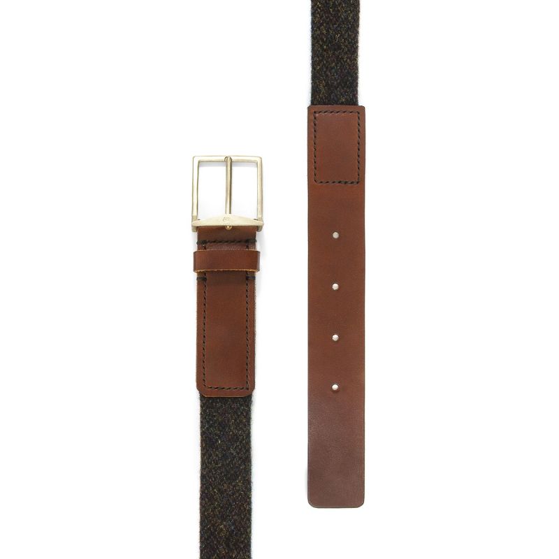 Country Brown Harris Tweed Calway Leather & Nickel Belt image