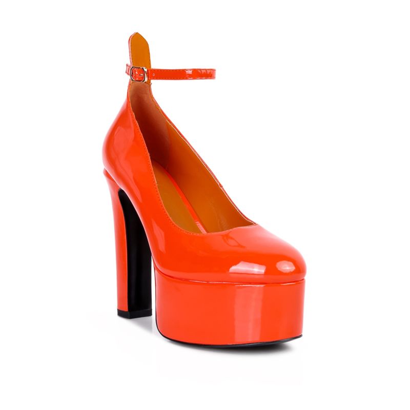 Babe Heaven Patent Pu Maryjane Sandals In Orange image