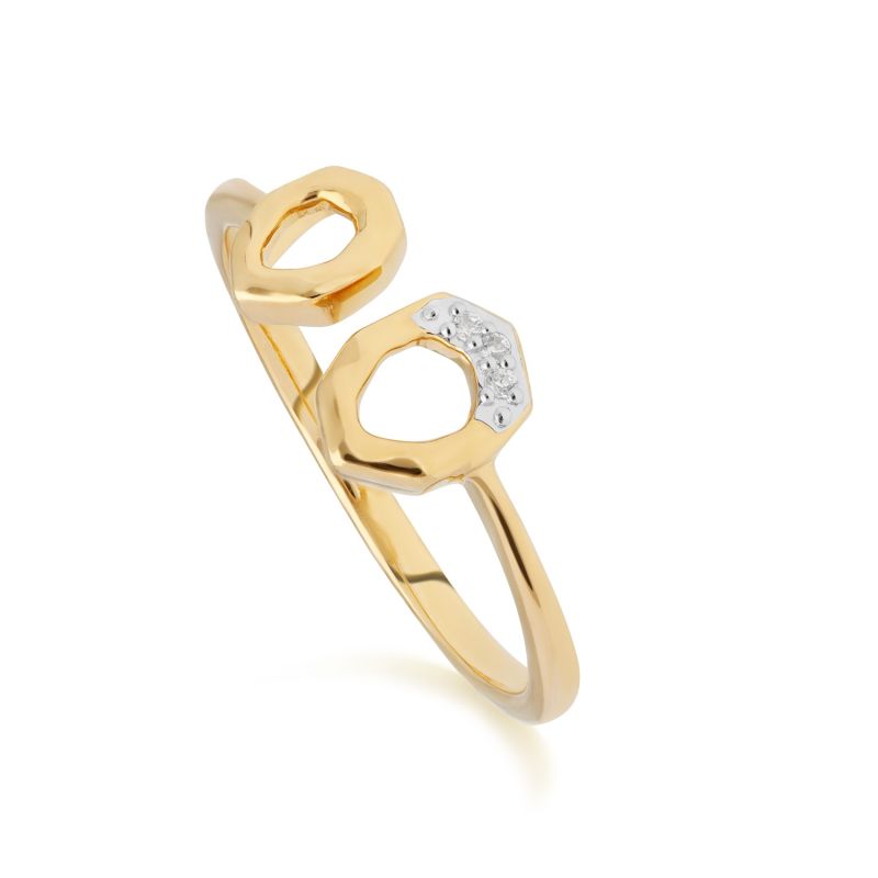 Diamond Asymmetric Open Ring In 9Ct Yellow Gold image