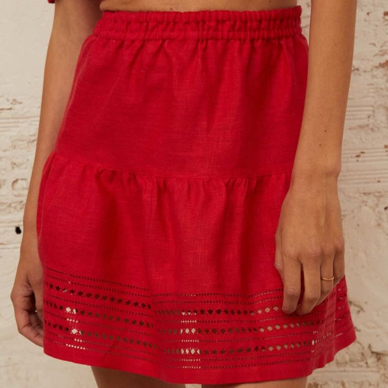 Yarina Mini Skirt In Scarlet Red image