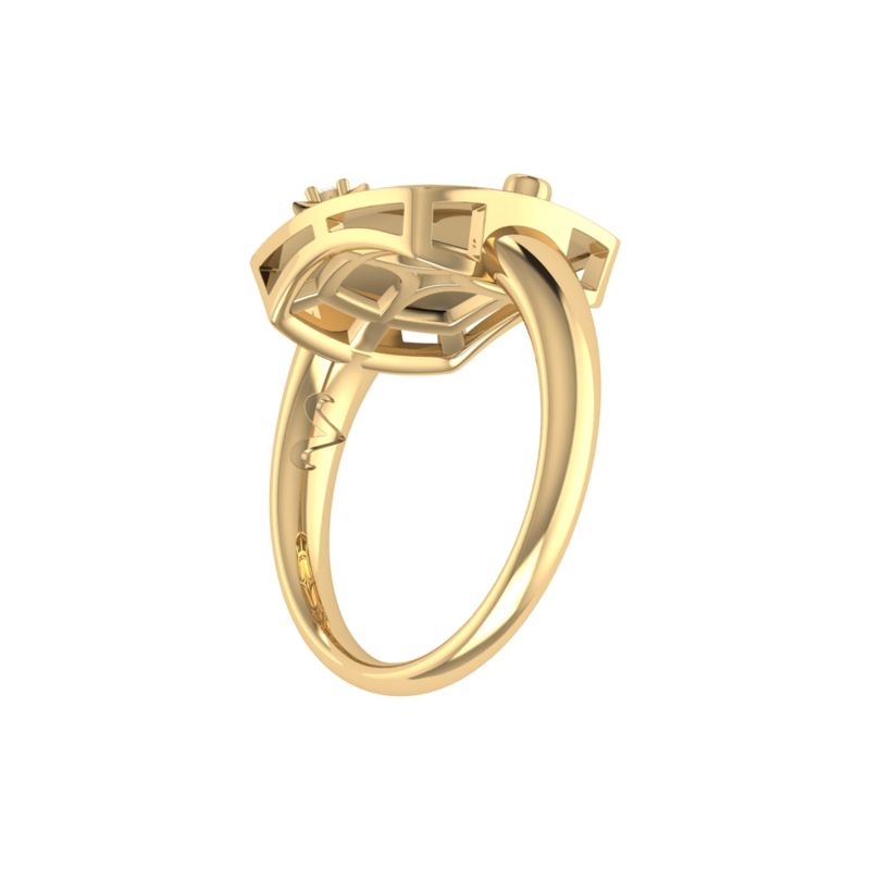 Aries Ram Constellation Signet Ring In 14 Kt Yellow Gold Vermeil image