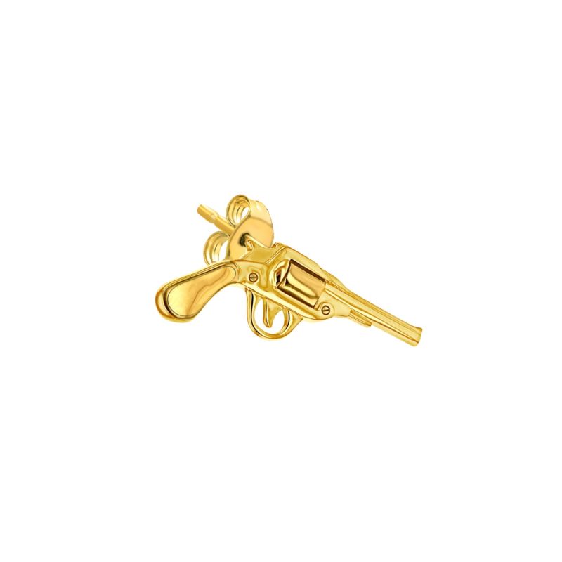 Retro Pistol Stud In 18Kt Gold Plate image