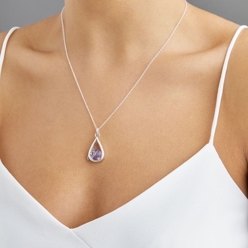 Sterling Silver Clear Quartz Birthstone Teardrop Locket image