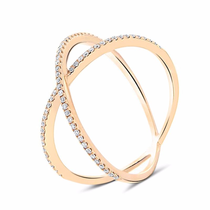 Dainty X Diamond Ring 18K Rose Gold image