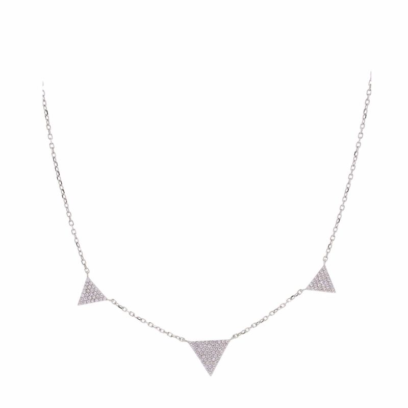 Three Station CZ Triangle Necklace image