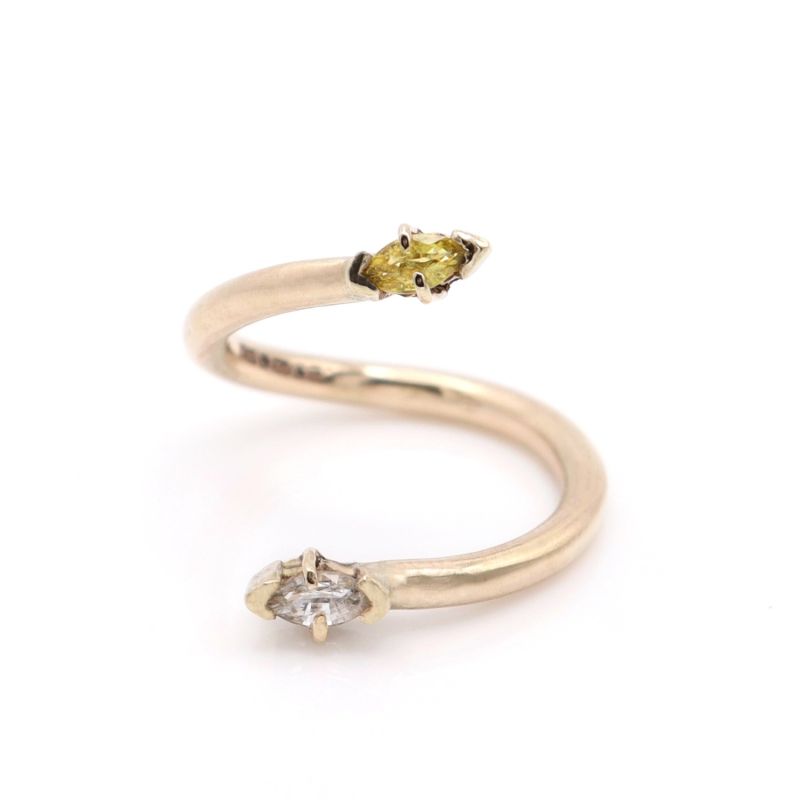 Yellow And White Sapphire Gold Toi Et Moi Wrap Ring image