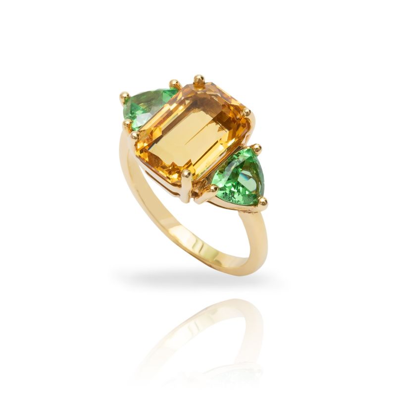 Heliodor And Tsavorite Gold Cocktail Ring image