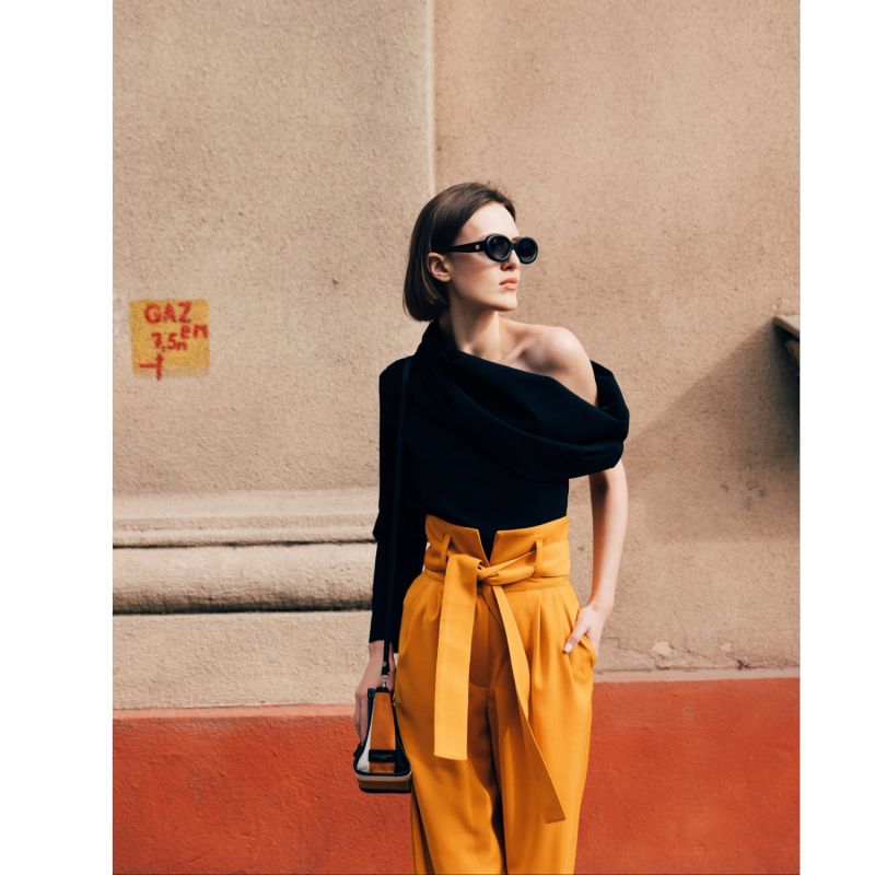 Yellow High Waist Long Wide Leg Trousers image