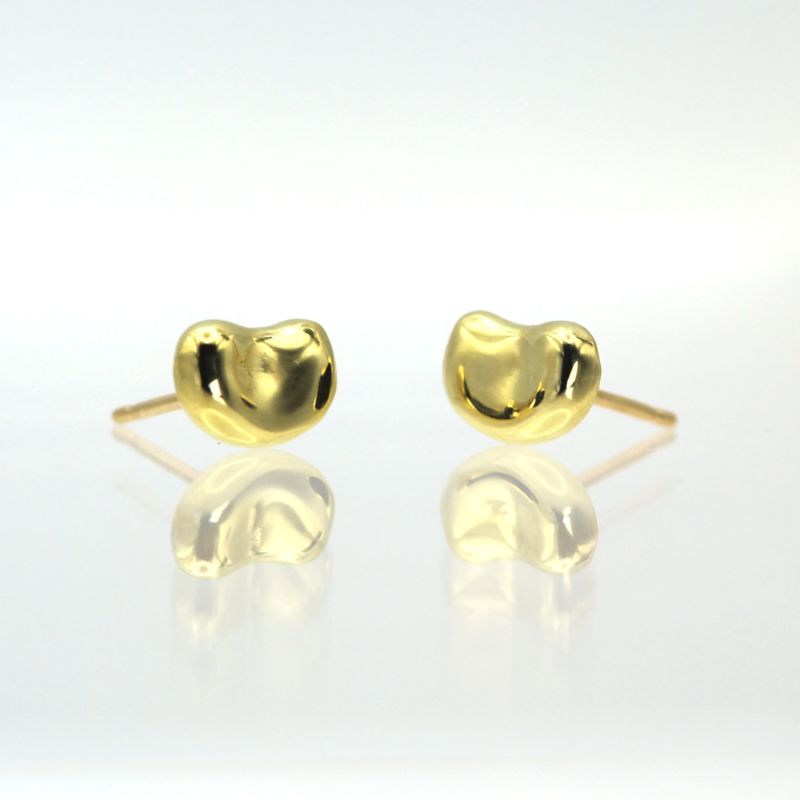 Yellow Solid Gold Bean Stud Earrings image