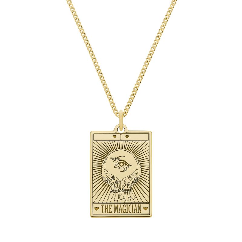 Medium 9ct 375 Gold  “The Magician ” Tarot Card Necklace image