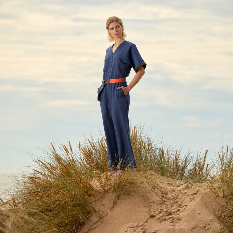 Fiona Organic Denim Jumpsuit In Navy image