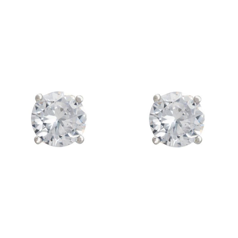 Solitaire Earrings Cz Silver White image