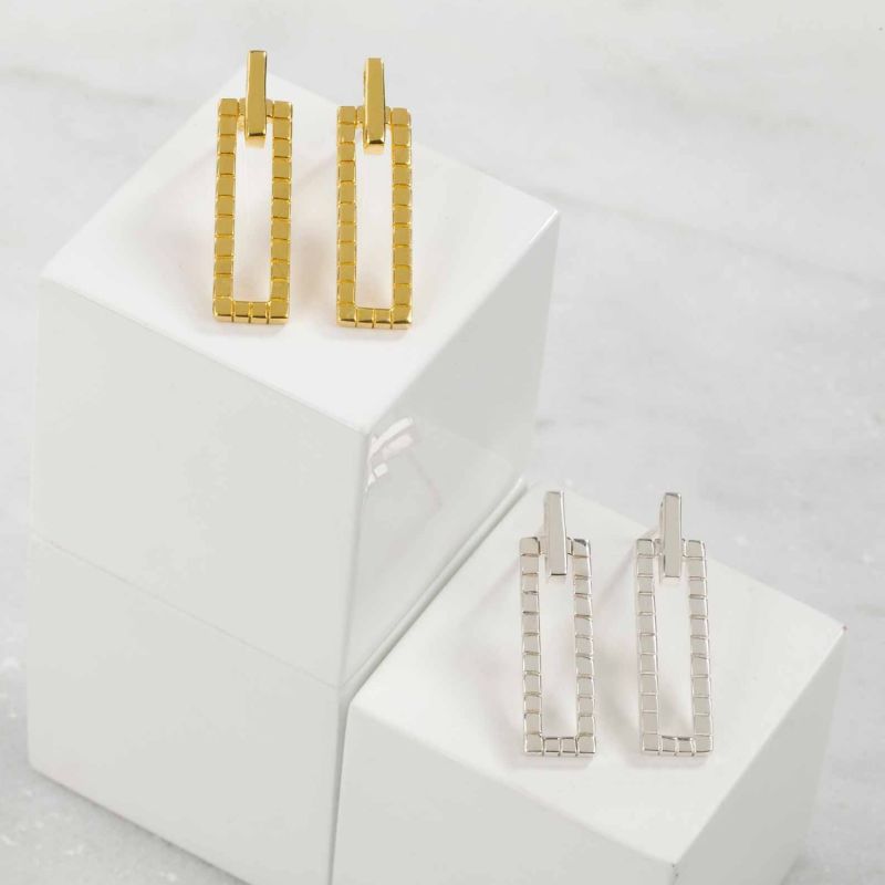 Gold Cube Geomatric Earrings image