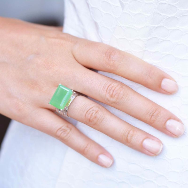 Pietra Sterling Silver Cocktail Ring Chrysoprase Gemstone image