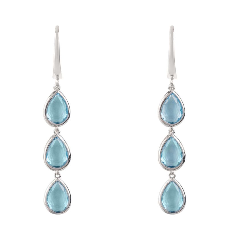 Sorrento Triple Drop Earrings Silver Blue Topaz image