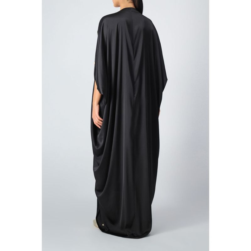 Mariposa Silk Abaya With Scattered Paisley Embellished In Black image